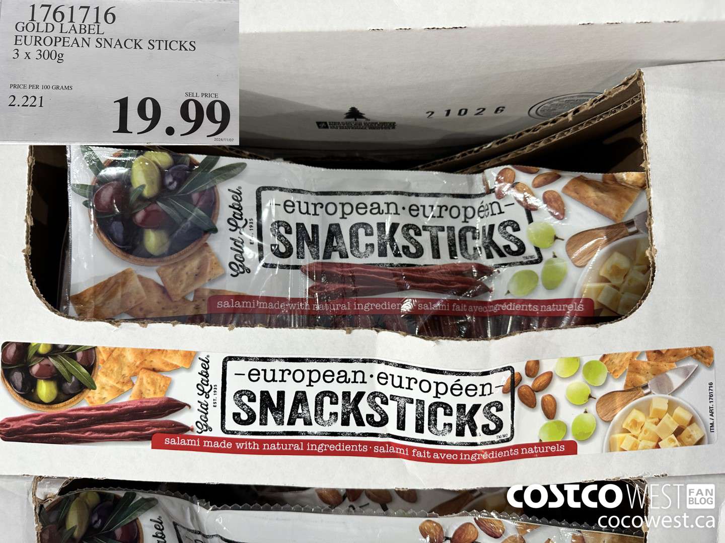 1761716 GOLD LABEL EUROPEAN SNACK STICKS 3 X 300G $19.99