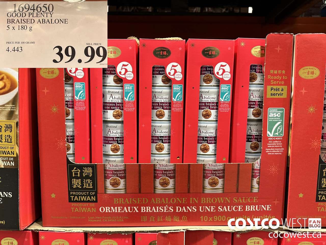 1694650 GOOD PLENTY BRAISED ABALONE 5 X 180G $39.99