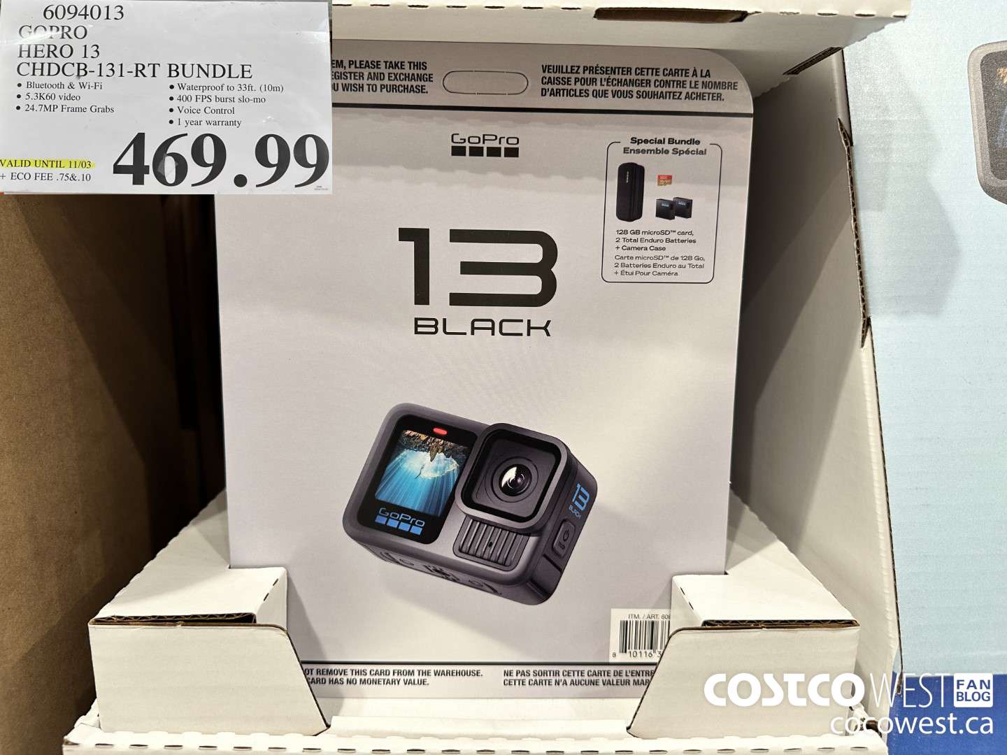 6094013 GOPRO HERO 13 CHDCB-131-RT BUNDLE (EXPIRES ON 2024-11-03) $469.99