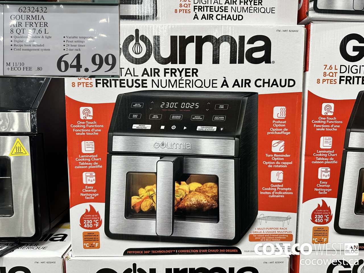 6232432 GOURMIA AIR FRYER 8 QT / 7,6 L $64.99