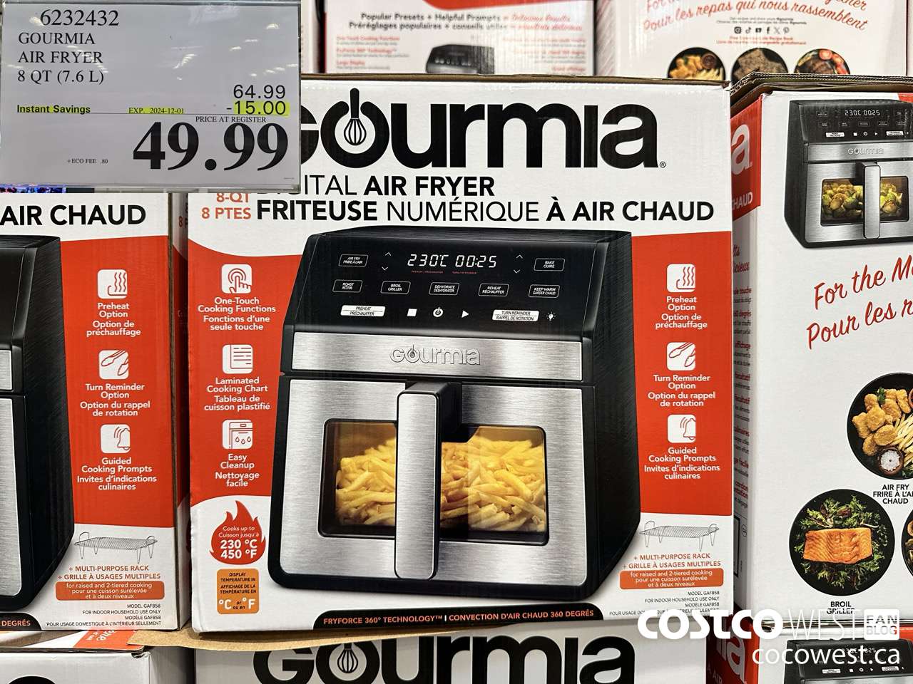 6232432 GOURMIA AIR FRYER 8 QT / 7,6 L ($15.00 INSTANT SAVINGS EXPIRES ON 2024-12-01) $49.99