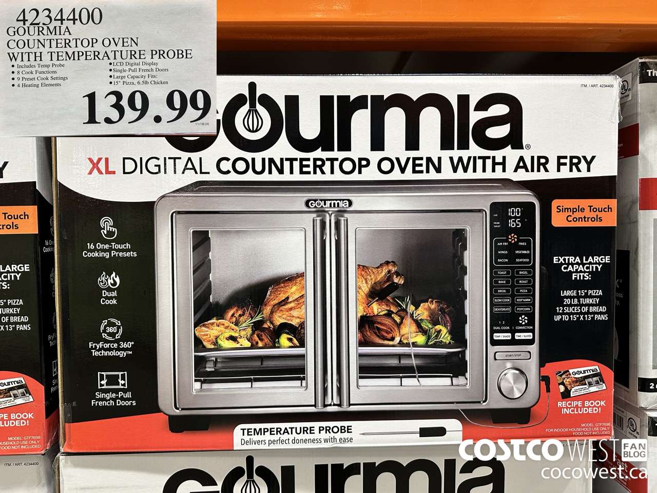 4234400 GOURMIA COUNTERTOP OVEN WITH TEMPERATURE PROBE $139.99