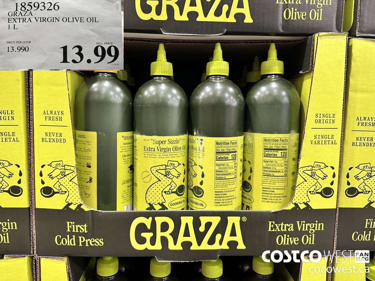 1859326 GRAZA EXTRA VIRGIN OLIVE OIL 1L $13.99