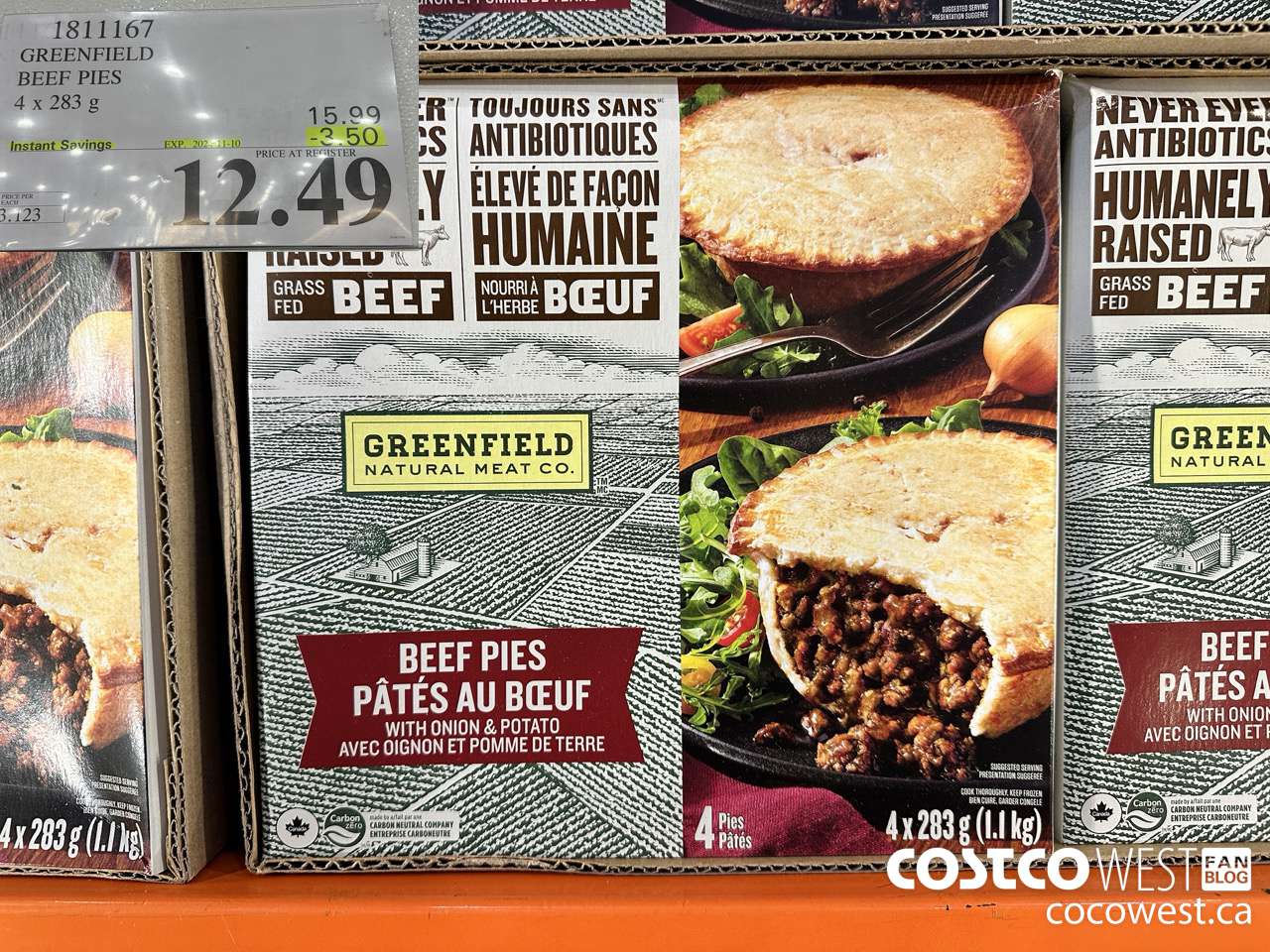 1811167 GREENFIELD BEEF PIES 4 X 283 G ($3.50 INSTANT SAVINGS EXPIRES ON 2024-11-10) $12.49