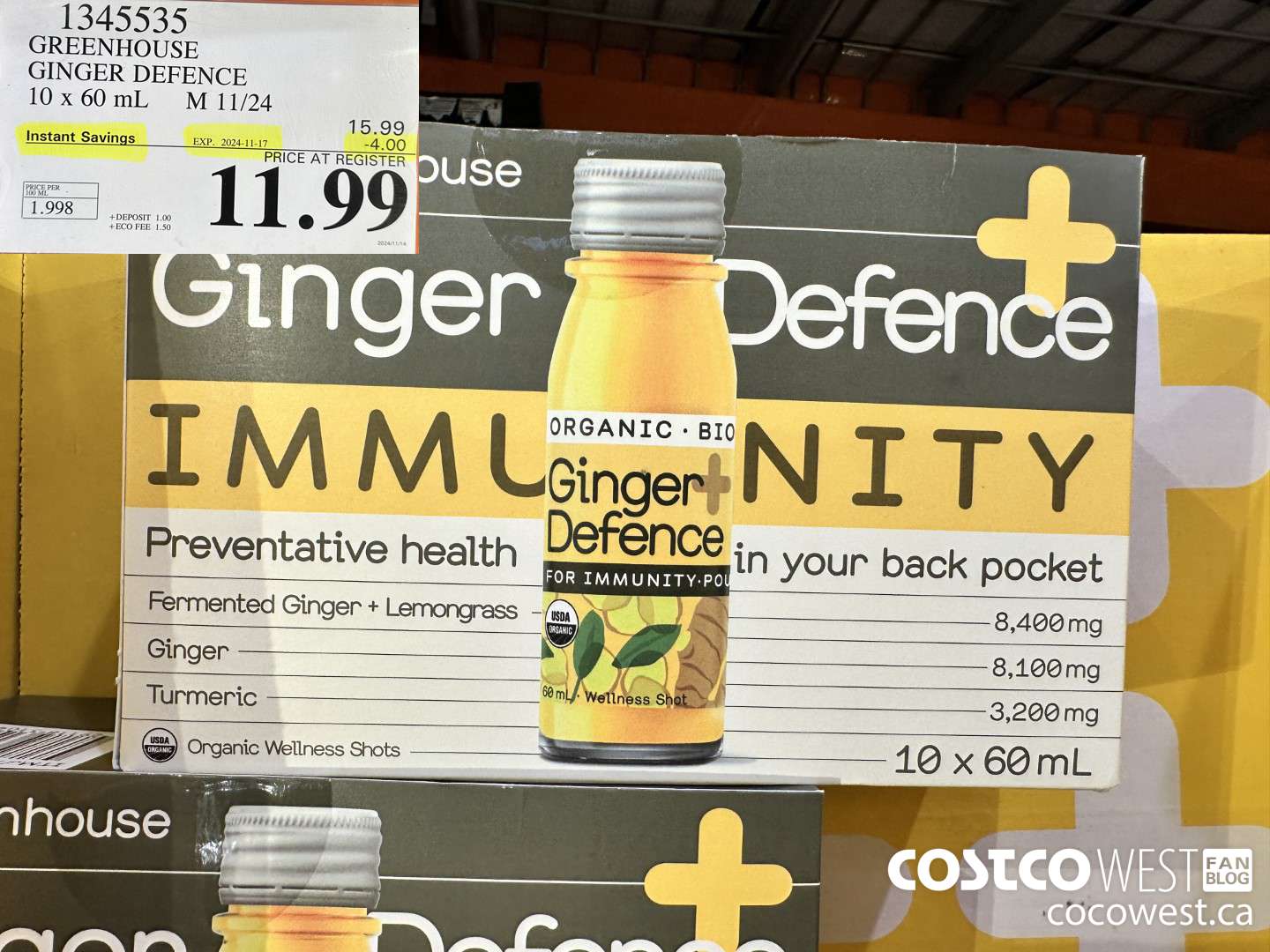 1345535 GREENHOUSE GINGER DEFENCE 10 X 60 ML ($4.00 INSTANT SAVINGS EXPIRES ON 2024-11-17) $11.99