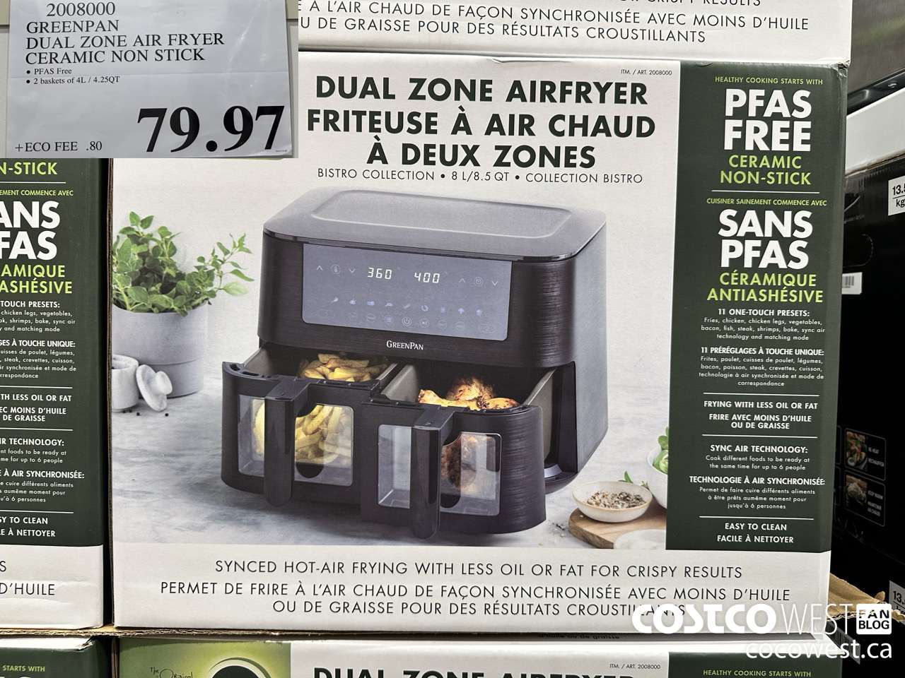 2008000 GREENPAN DUAL ZONE AIR FRYER CERAMIC NON STICK $79.97