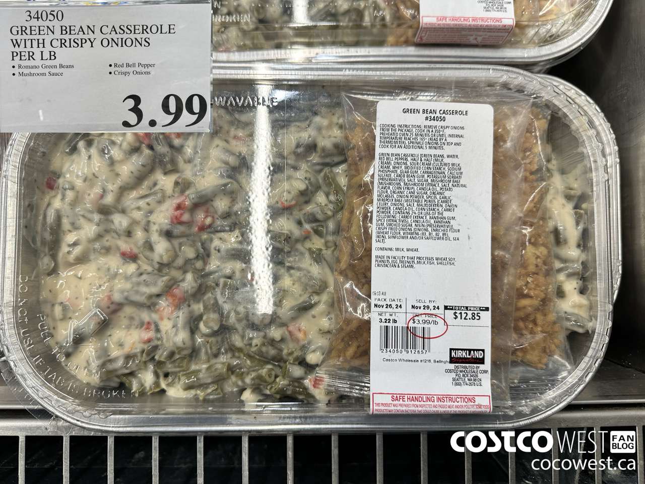 34050 GREEN BEAM CASSEROLE WITH CRISPY ONIONS PER LB $3.99