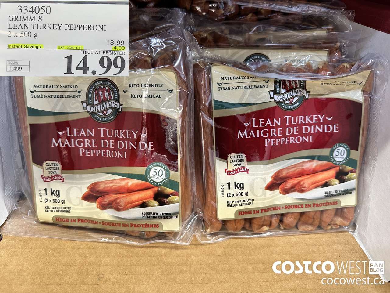 334050 GRIMM'S YOURS NATURALLY TURKEY PEPPERONI 1 kg ($4.00 INSTANT SAVINGS EXPIRES ON 2024-11-10) $14.99