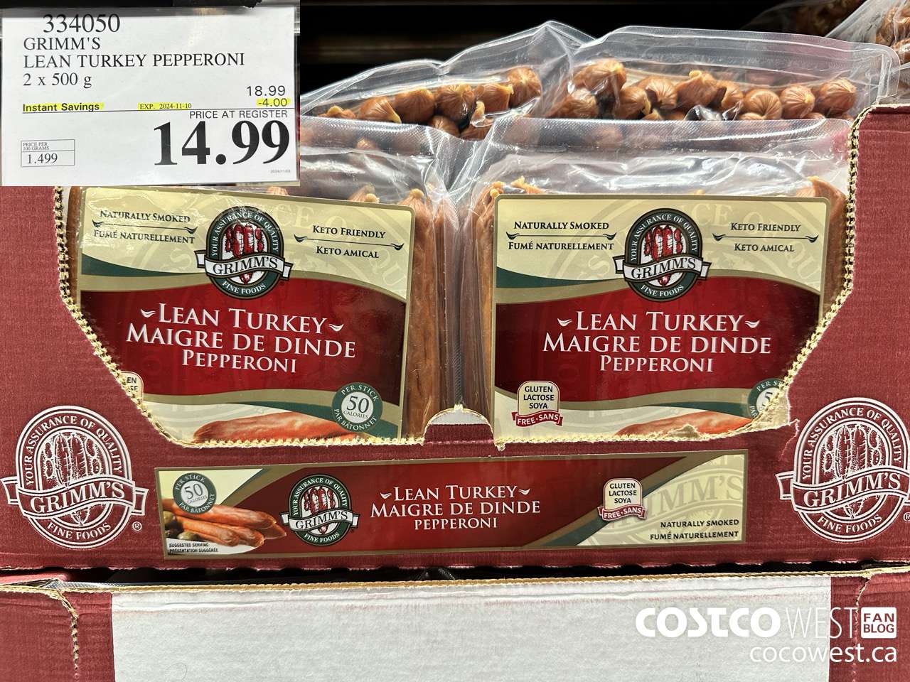 334050 GRIMM'S YOURS NATURALLY TURKEY PEPPERONI 1 kg ($4.00 INSTANT SAVINGS EXPIRES ON 2024-11-10) $14.99