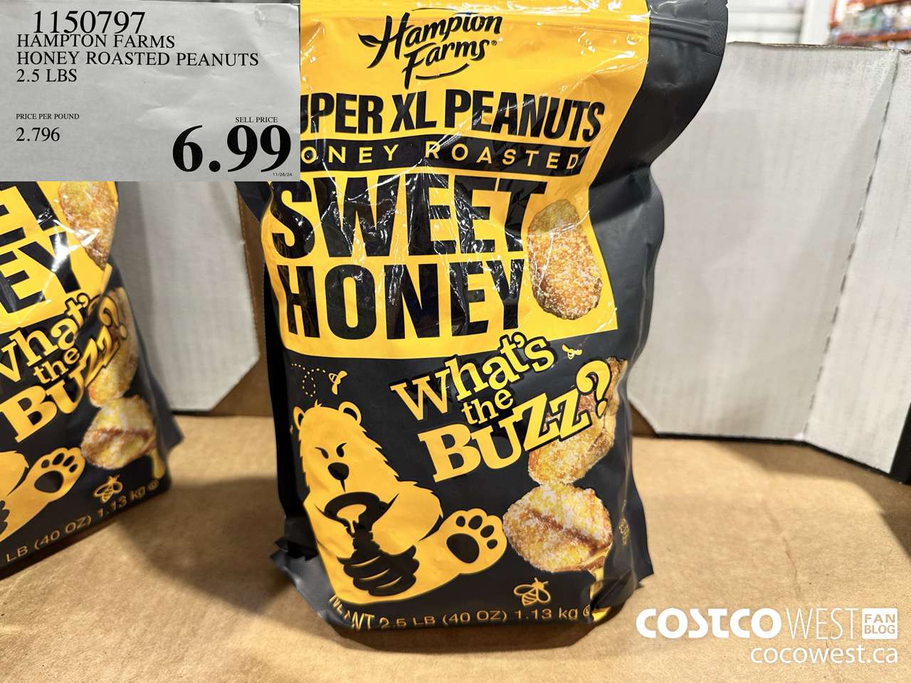 1150797 HAMPTON FARMS HONEY ROASTED PEANUTS 2.5 LBS $6.99