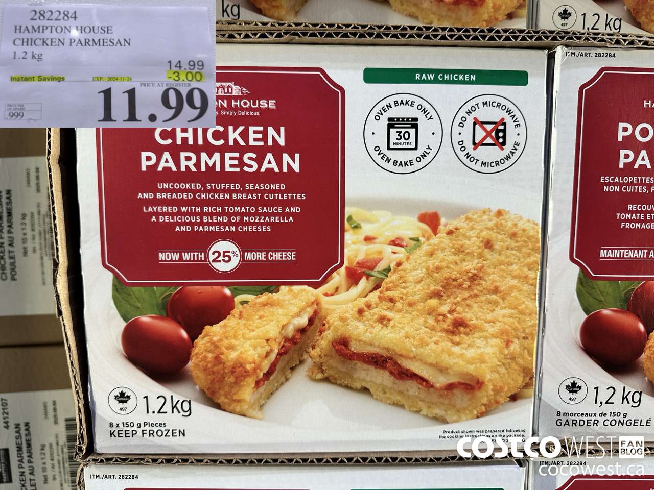 282284 HAMPTON HOUSE CHICKEN PARMESAN 1.2 kg ($3.00 INSTANT SAVINGS EXPIRES ON 2024-11-24) $11.99