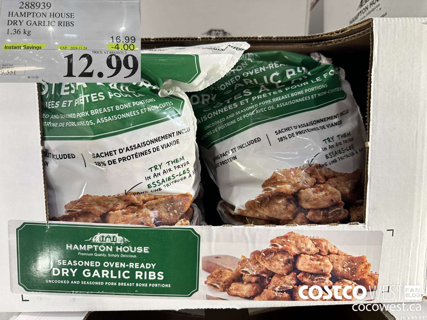 288939 HAMPTON HOUSE DRY GARLIC RIBS 1.36 kg ($4.00 INSTANT SAVINGS EXPIRES ON 2024-11-24) $12.99