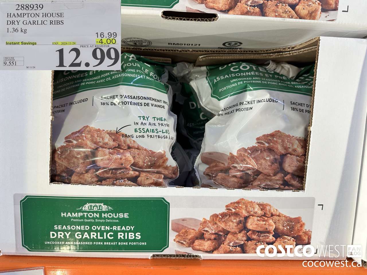 288939 HAMPTON HOUSE DRY GARLIC RIBS 1.36 kg ($4.00 INSTANT SAVINGS EXPIRES ON 2024-11-24) $12.99