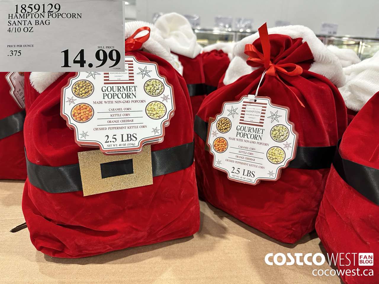 1859129 HAMPTON POPCORN SANTA BAG 4/10 OZ $14.99