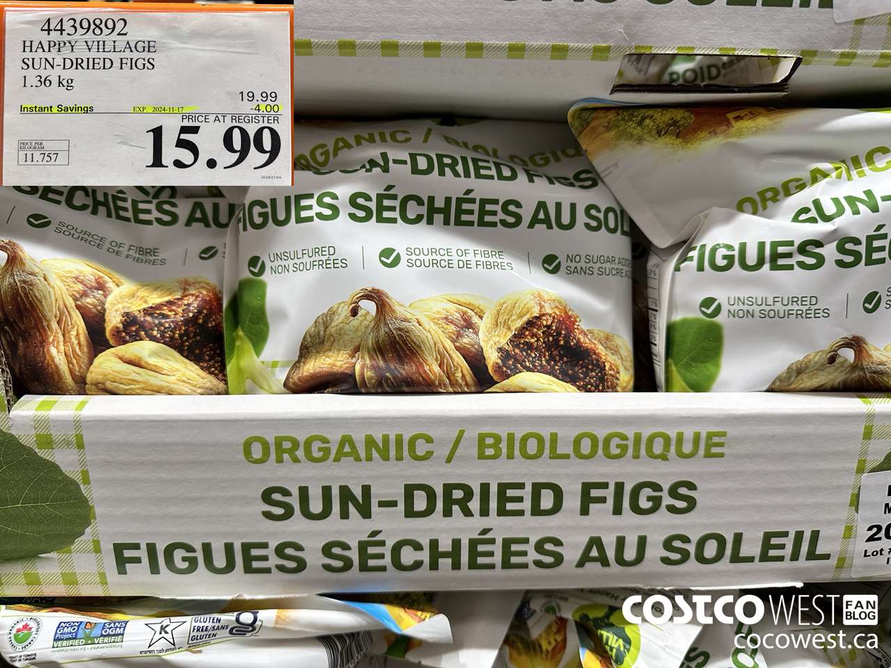 4439892 HAPPY VILLAGE ORGANIC SUN-DRIED FIGS 1.36KG ($4.00 INSTANT SAVINGS EXPIRES ON 2024-11-17) $15.99