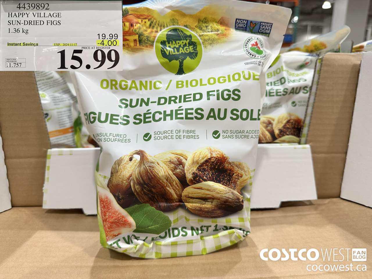 4439892 HAPPY VILLAGE ORGANIC SUN-DRIED FIGS 1.36KG ($4.00 INSTANT SAVINGS EXPIRES ON 2024-11-17) $15.99