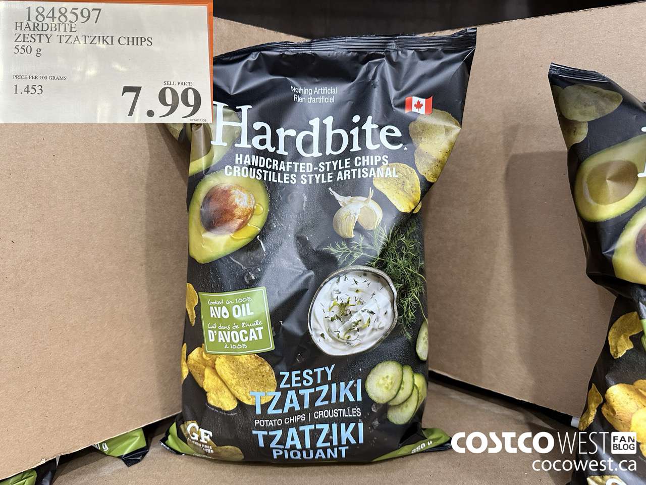 1848597 HARDBITE ZESTY TZATZIKI CHIPS 550 g $7.99