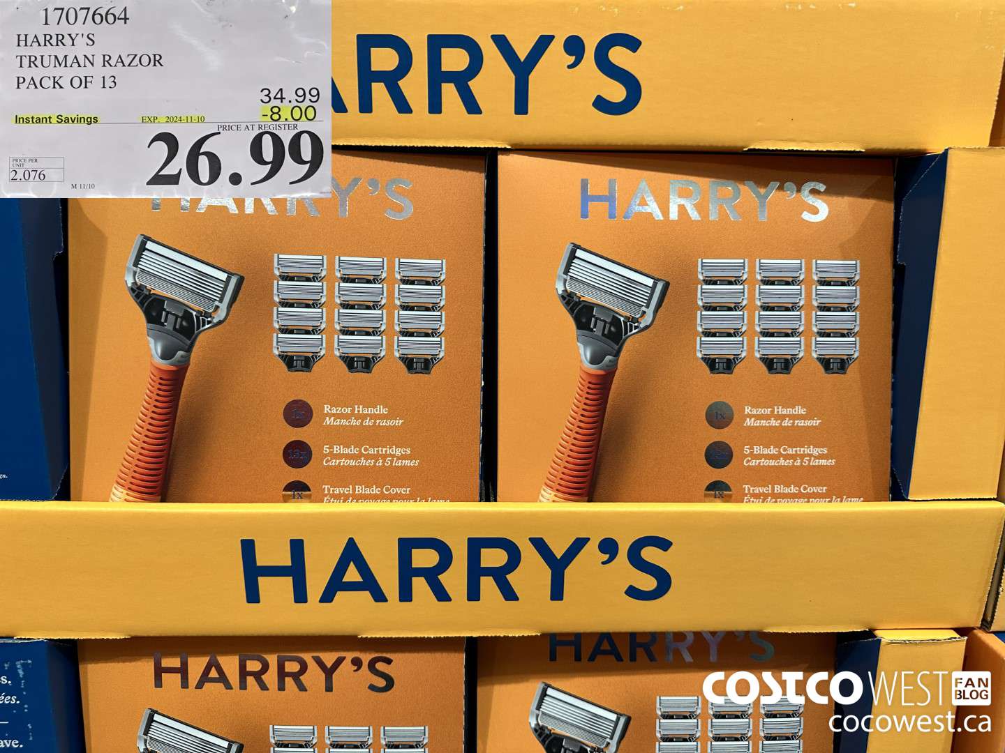 1707664 HARRY'S TRUMAN TRUMAN WET SHAVE RAZOR 13 CARTS + BLADE COVER ($8.00 INSTANT SAVINGS EXPIRES ON 2024-11-10) $26.99