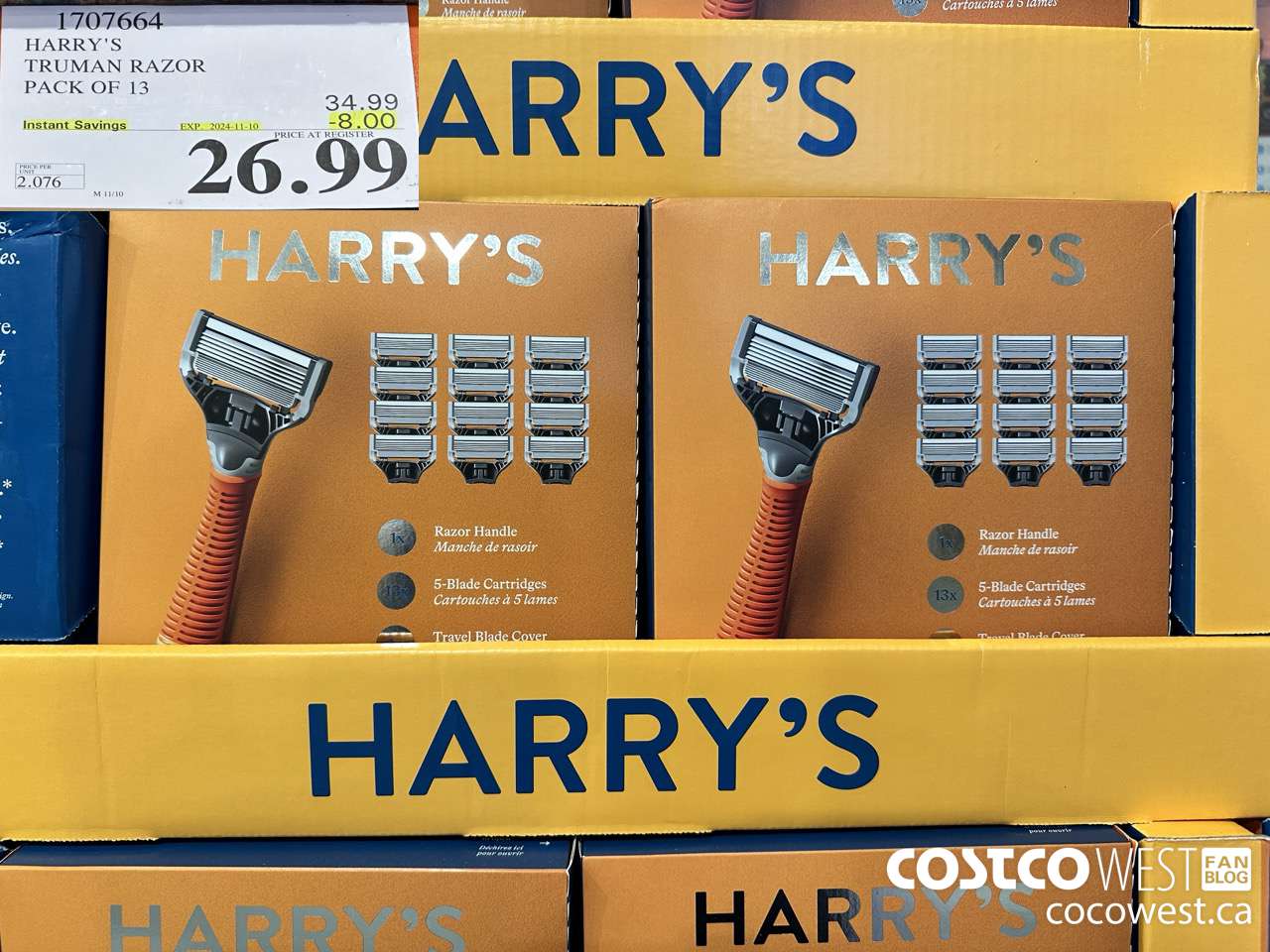 1707664 HARRY'S TRUMAN TRUMAN WET SHAVE RAZOR 13 CARTS + BLADE COVER ($8.00 INSTANT SAVINGS EXPIRES ON 2024-11-10) $26.99