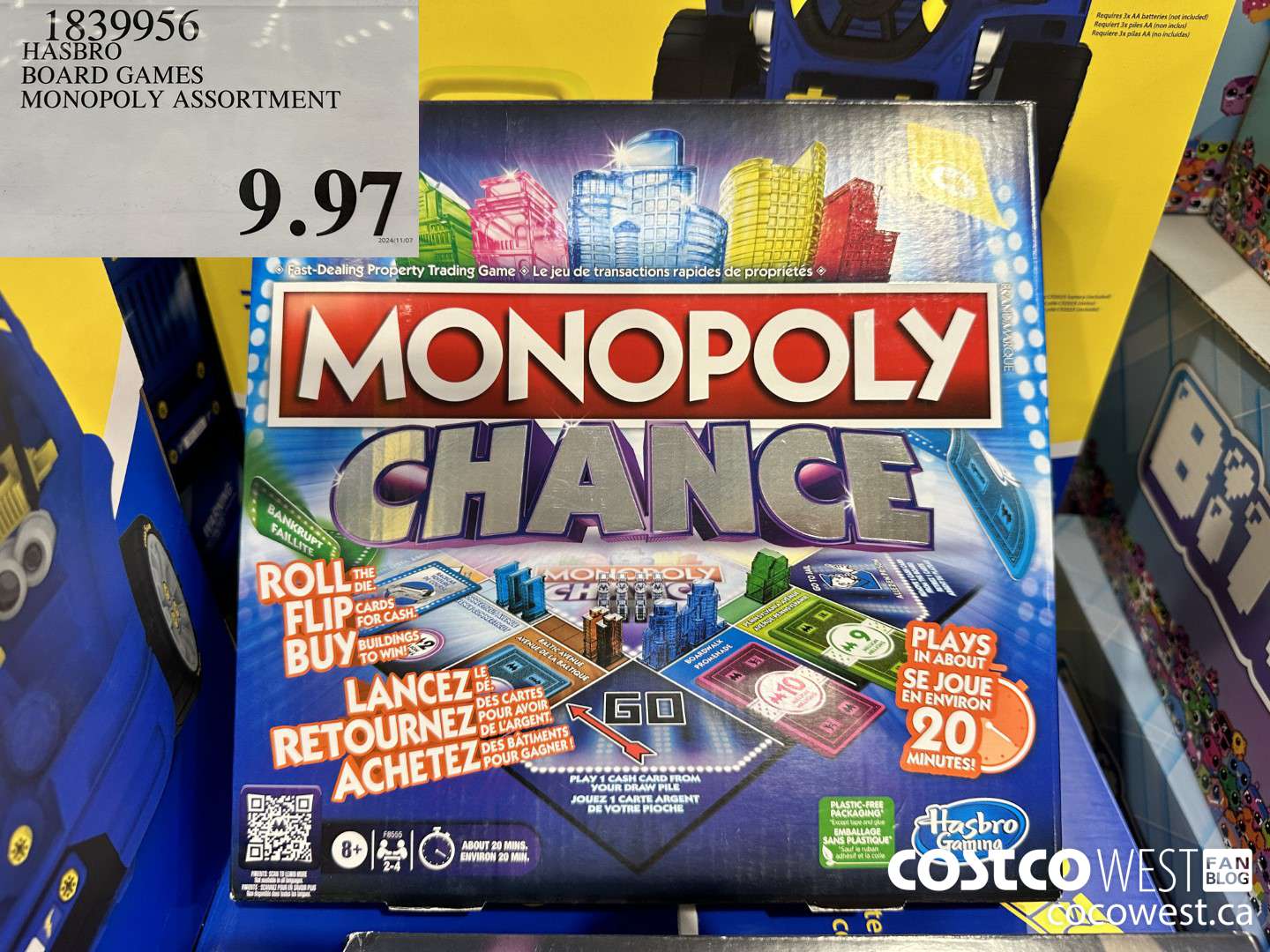 1839956 HASBRO BOARD GAMES MONOPOLY ASSORTMENT $9.99
