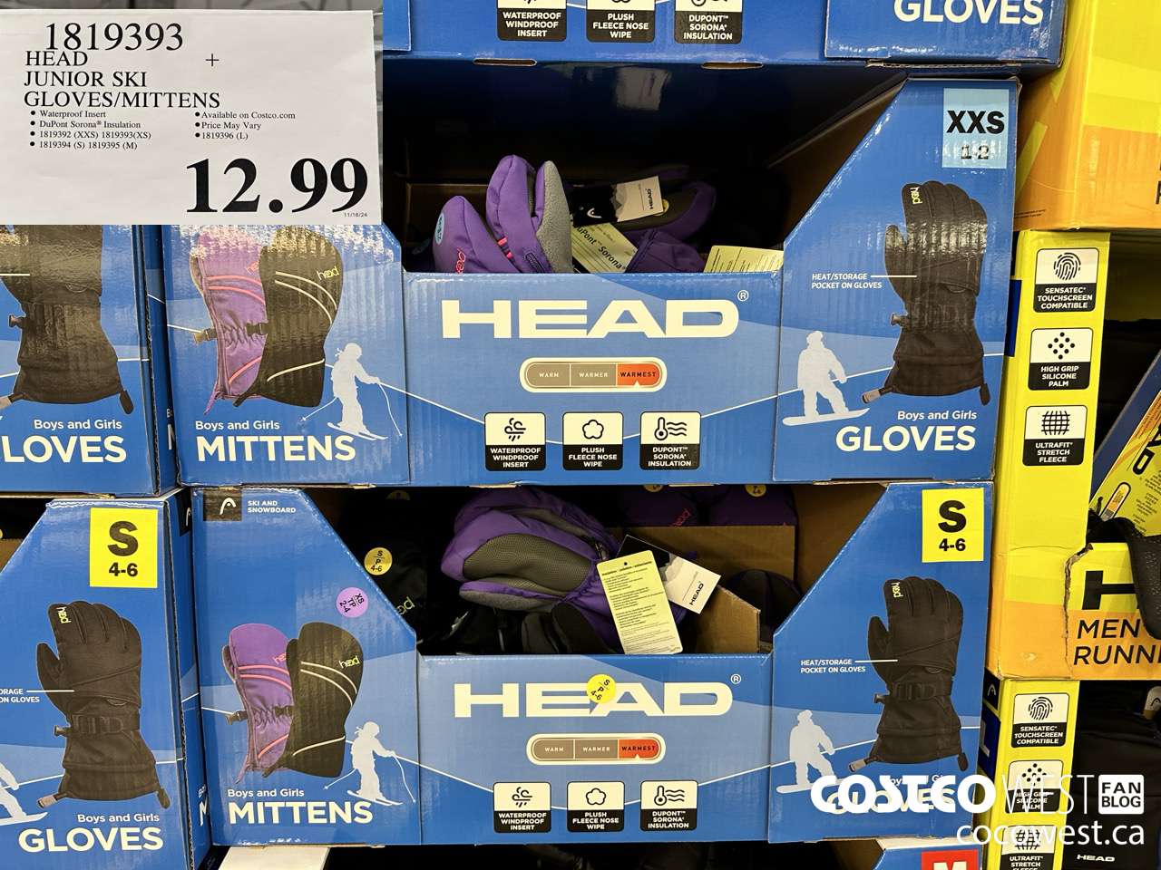 1819393 HEAD JUNIOR SKI GLOVES/MITTENS $12.99