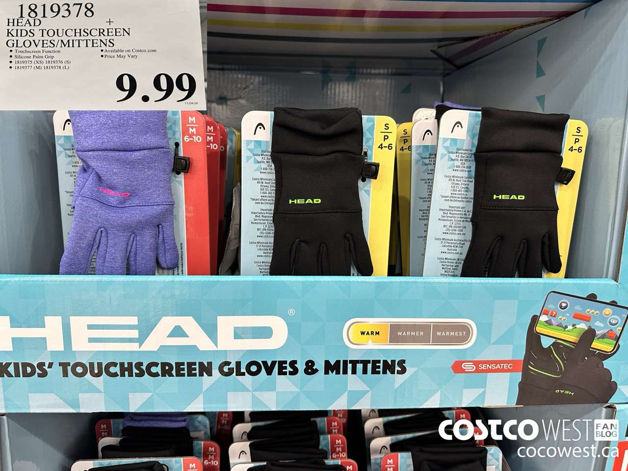 1819378 HEAD KIDS TOUCHSCREEN GLOVES/MITTENS $9.99