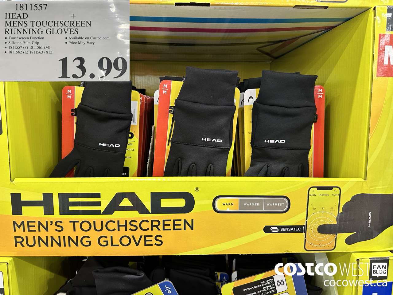 1811557 HEAD MENS TOUCHSCREEN RUNNING GLOVES $13.99