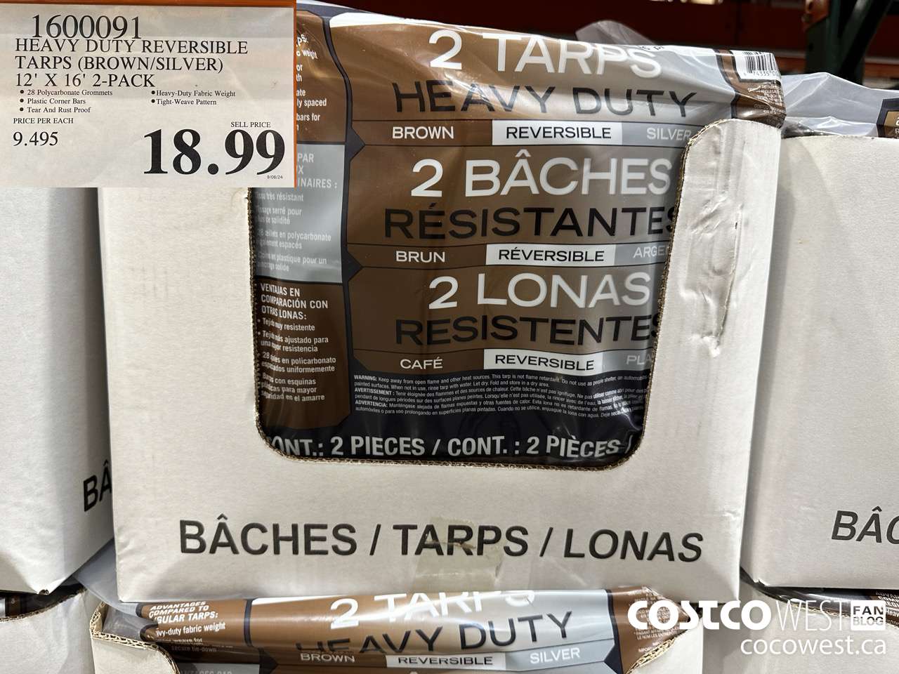 1600091 HEAVY DUTY REVERSIBLE TARPS (BROWN/SILVER) 12' X 16' 2-PACK $18.99