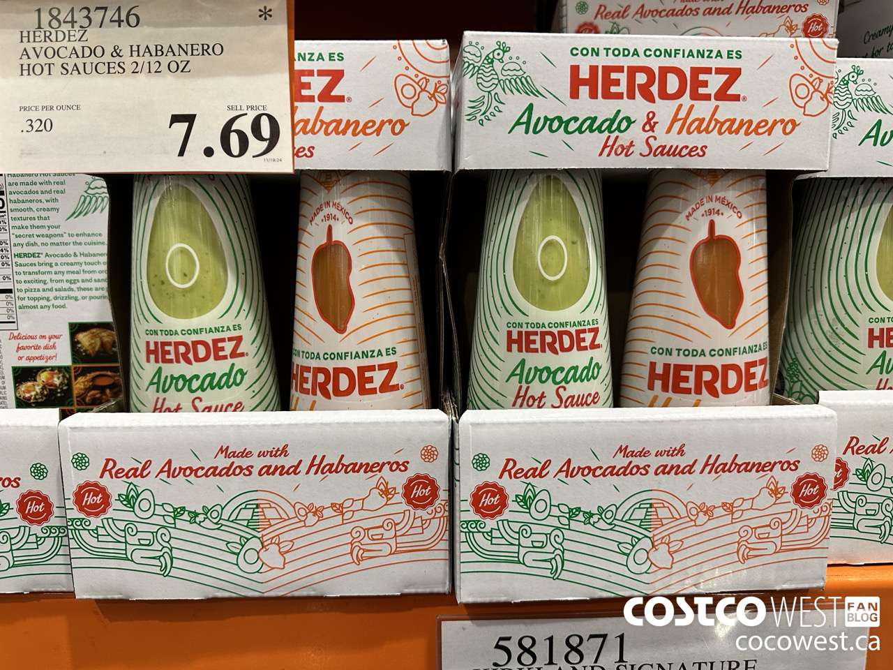1843746 HERDEZ AVOCADO & HABANERO HOT SAUCES 2/12 OZ $7.69