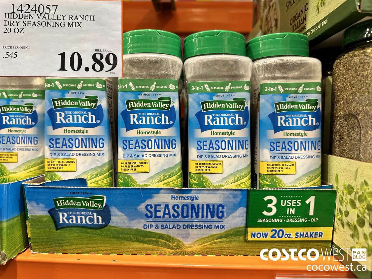 1424057 HIDDEN VALLEY RANCH DRY SEASONING MIX 20 OZ $10.89