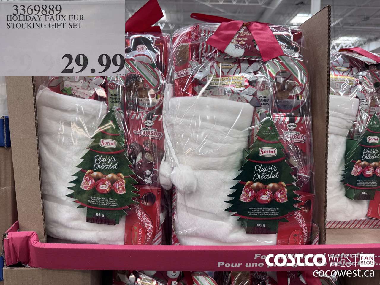 3369889 HOLIDAY FAUX FUR STOCKING GIFT SET $29.99