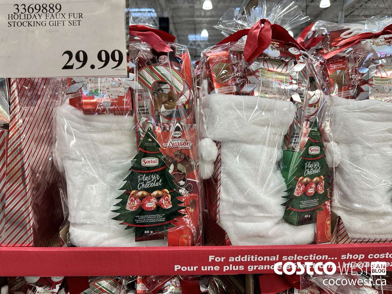 3369889 HOLIDAY FAUX FUR STOCKING GIFT SET $29.99