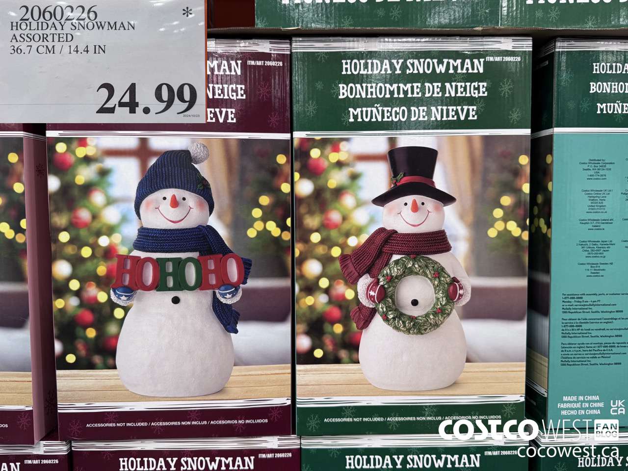 2060226 HOLIDAY SNOWMAN ASSORTED 36.7CM/14.4IN $24.99