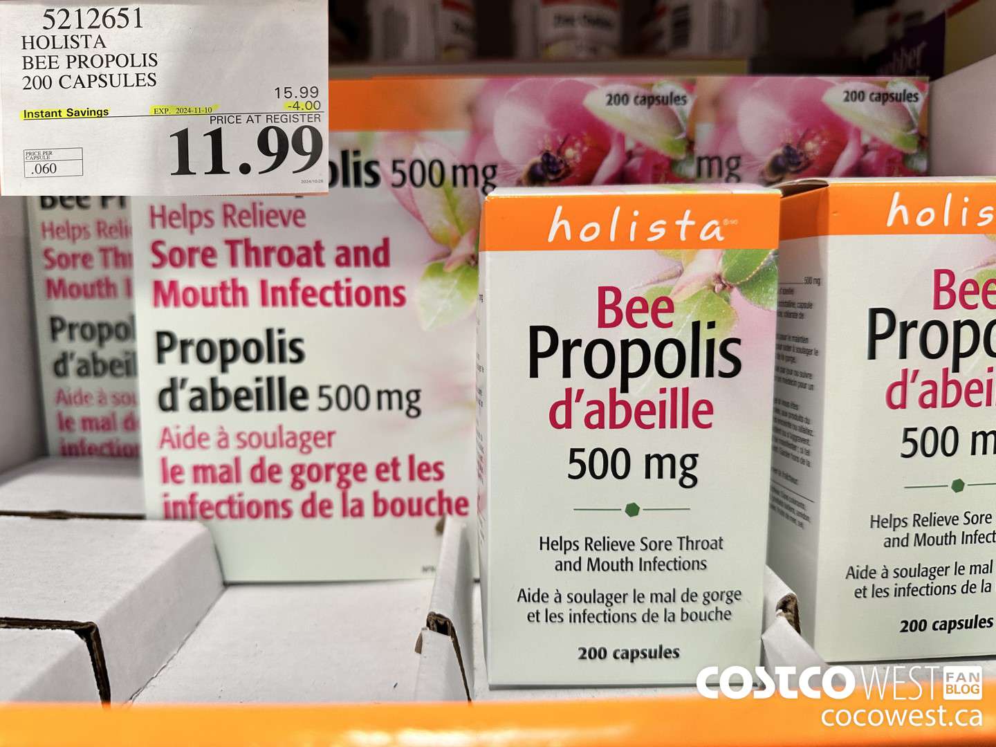 5212651 HOLISTA BEE PROPOLIS 200 CAPSULES ($4.00 INSTANT SAVINGS EXPIRES ON 2024-11-10) $11.99