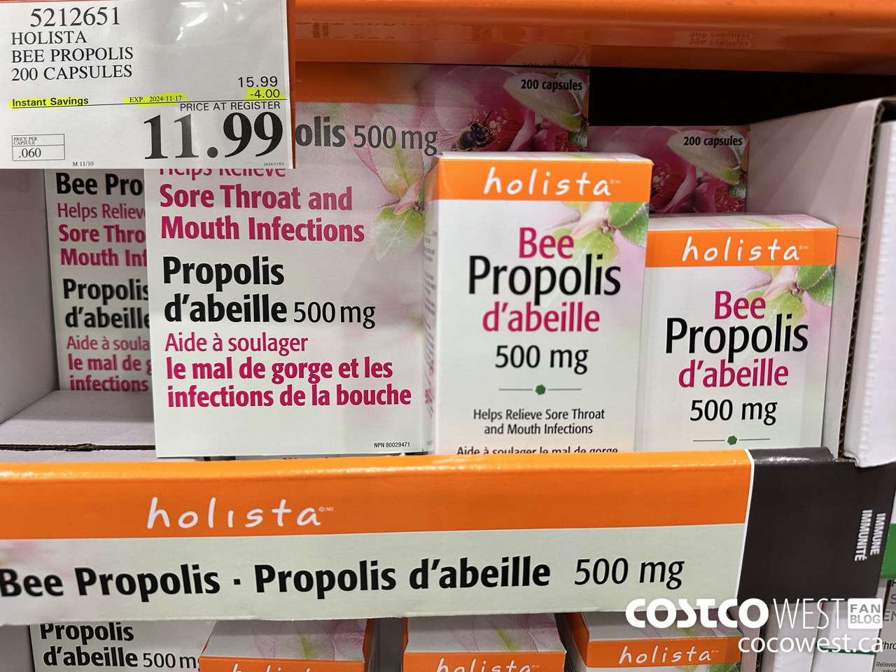 5212651 HOLISTA BEE PROPOLIS 200 CAPSULES ($4.00 INSTANT SAVINGS EXPIRES ON 2024-11-17) $11.99