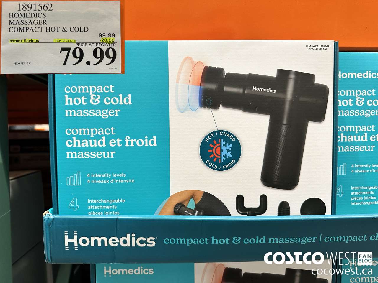 1891562 HOMEDICS HOT & COLD MASSAGER MODEL HHG-350H-CA ($20.00 INSTANT SAVINGS EXPIRES ON 2024-12-01) $79.99