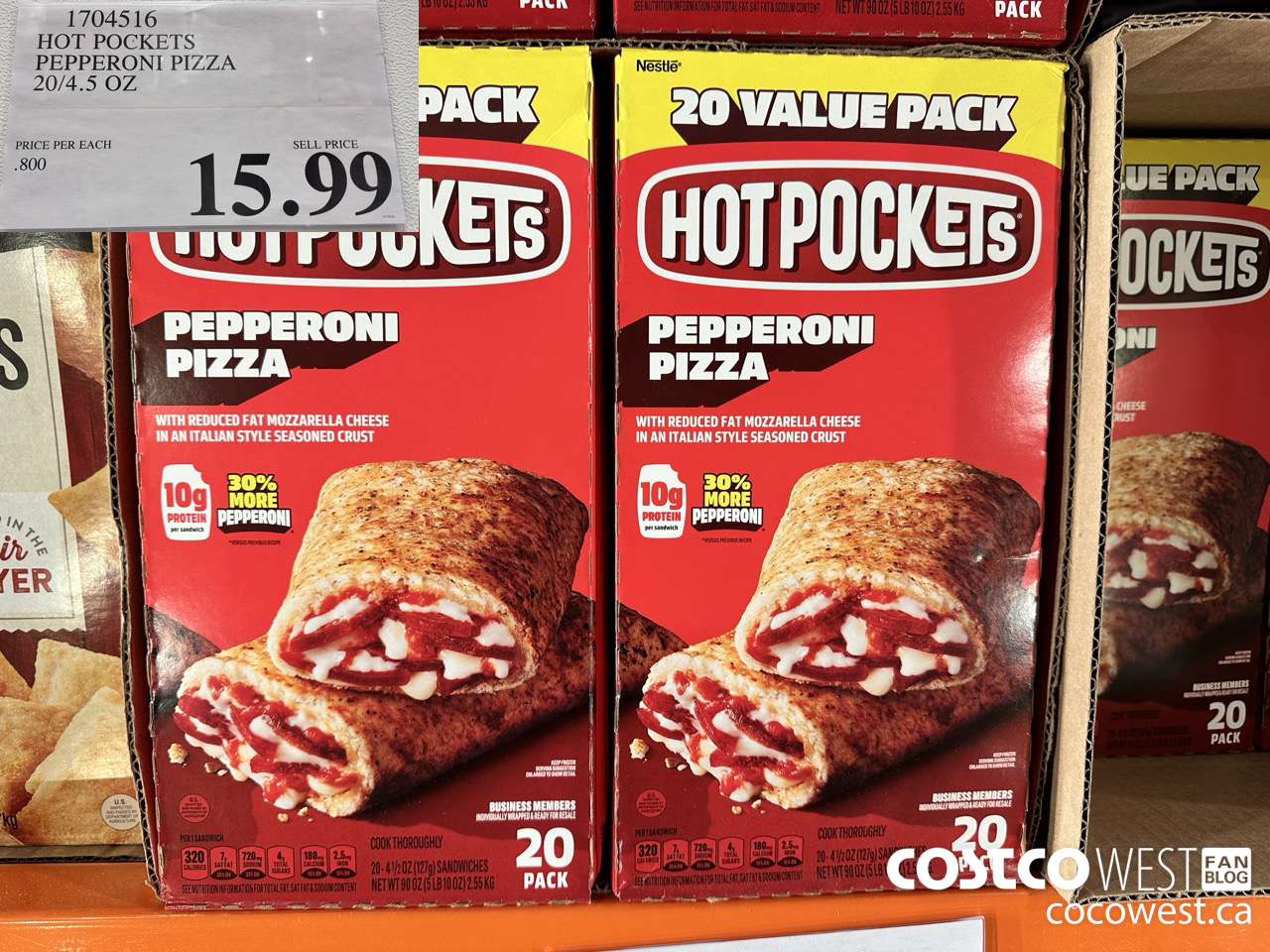 1704516 HOT POCKETS PEPPERONI PIZZA 20/4.5 OZ $15.99