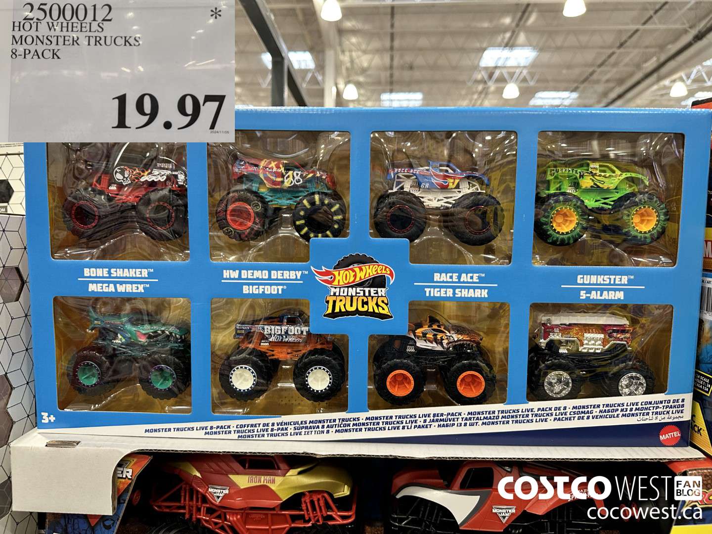 2500012 HOT WHEELS MONSTER TRUCKS 8-PACK $19.97