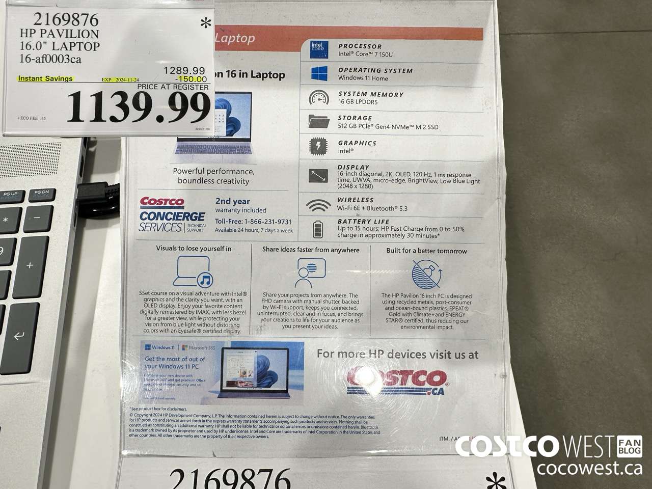 2169876 HP PAVILION 16.0