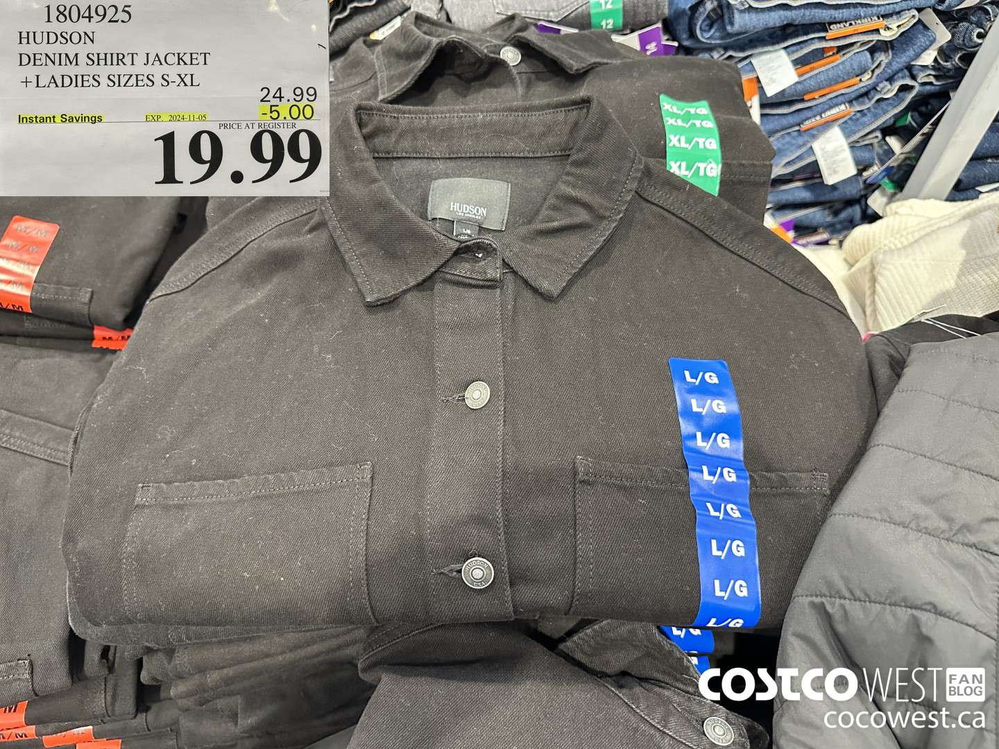 1804925 HUDSON DENIM SHIRT JACKET LADIES SIZES S-XL ($5.00 INSTANT SAVINGS EXPIRES ON 2024-11-05) $19.99