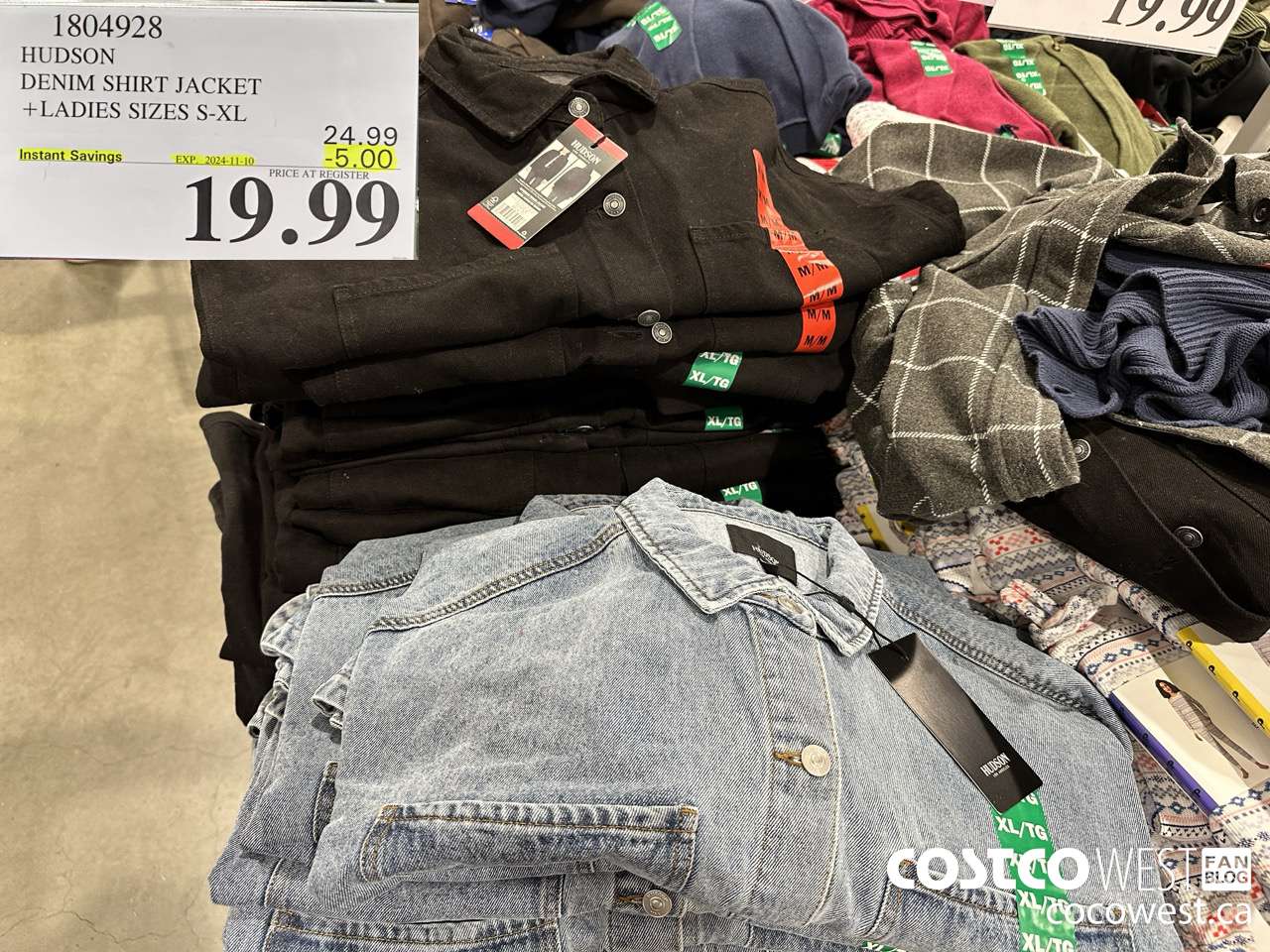 1804928 HUDSON DENIM SHIRT JACKET LADIES SIZES S-XL ($5.00 INSTANT SAVINGS EXPIRES ON 2024-11-10) $19.99