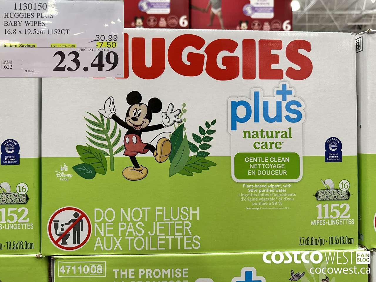 1130150 HUGGIES PLUS BABY WIPES 16.8 X 19.5 CM 1152CT ($7.50 INSTANT SAVINGS EXPIRES ON 2024-11-20) $23.49