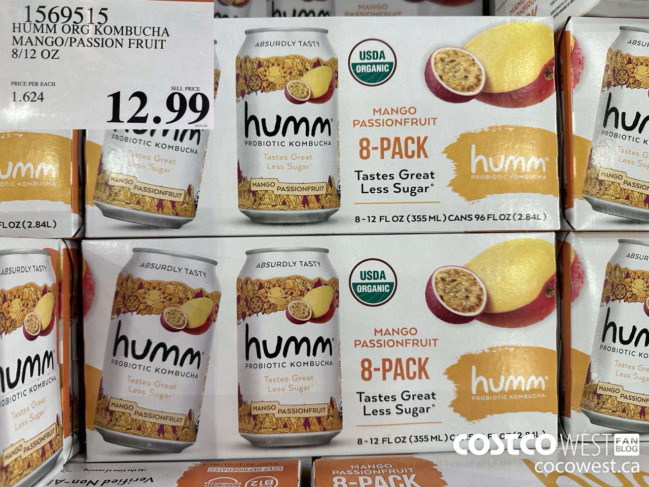 1569515 HUMM ORG KOMBUCHA MANGO/PASSION FRUIT 8/12 OZ $12.99