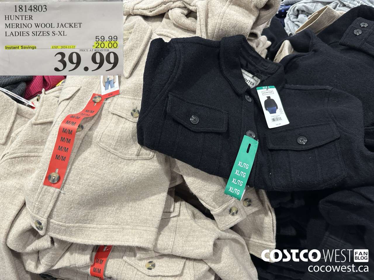 1814803 HUNTER MERINO WOOL JACKET LADIES SIZES S-XL ($20.00 INSTANT SAVINGS EXPIRES ON 2024-11-12) $39.99