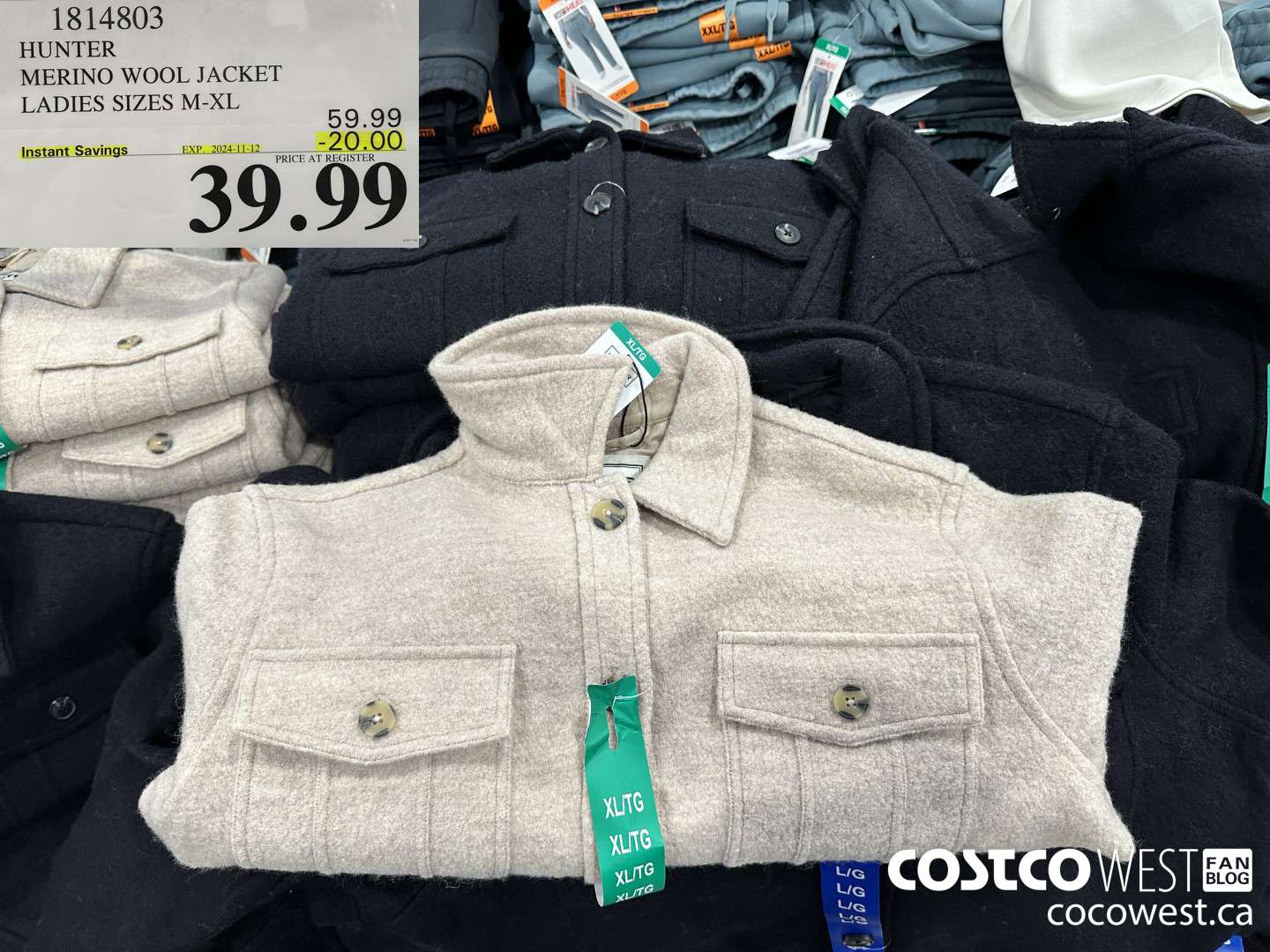 1814803 HUNTER MERINO WOOL JACKET LADIES SIZES S-XL ($20.00 INSTANT SAVINGS EXPIRES ON 2024-11-12) $39.99