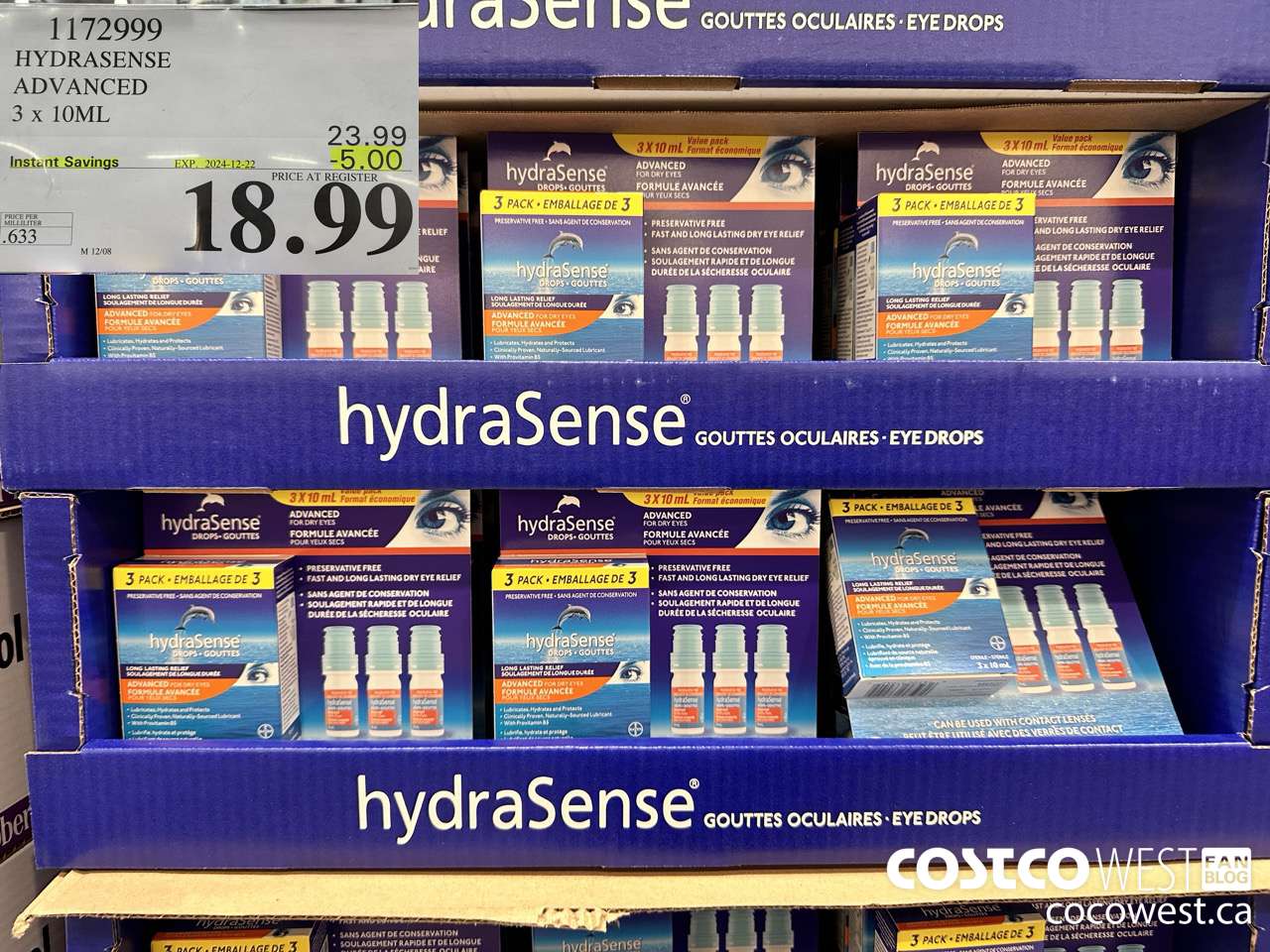 1172999 HYDRASENSE ADVANCED 3 x 10ML ($5.00 INSTANT SAVINGS EXPIRES ON 2024-12-22) $18.99