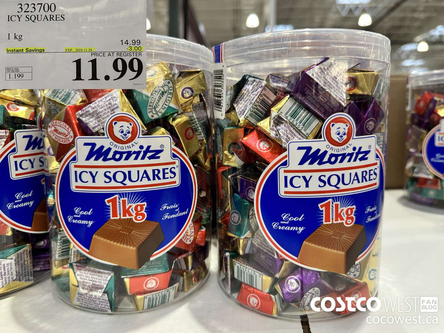 323700 ICY SQUARES 1 kg  ($3.00 INSTANT SAVINGS EXPIRES ON 2024-11-24) $11.99