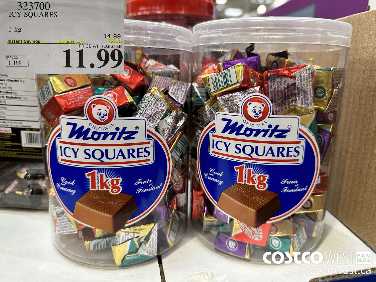 323700 ICY SQUARES 1 kg  ($3.00 INSTANT SAVINGS EXPIRES ON 2024-11-24) $11.99