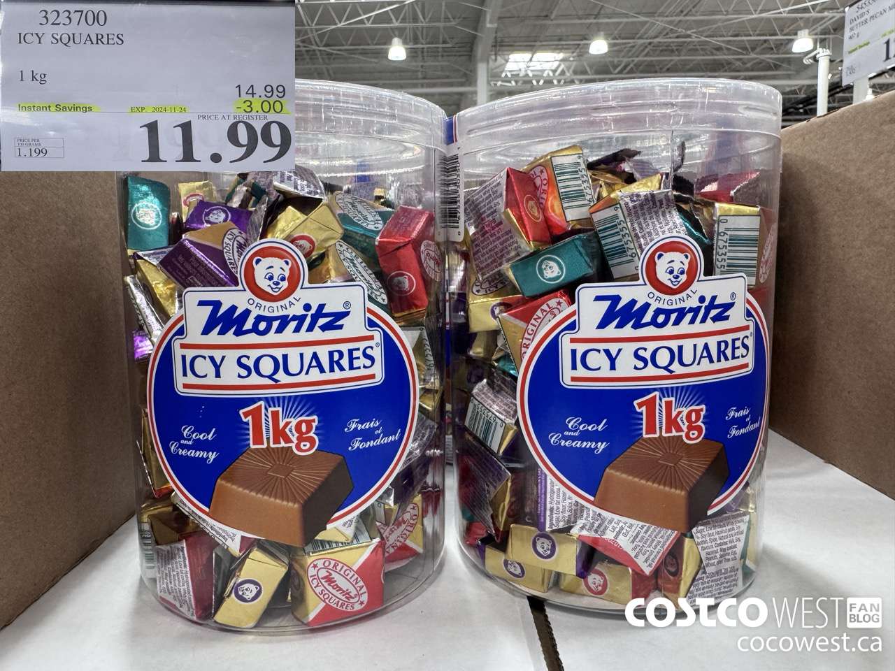 323700 ICY SQUARES 1 kg  ($3.00 INSTANT SAVINGS EXPIRES ON 2024-11-24) $11.99