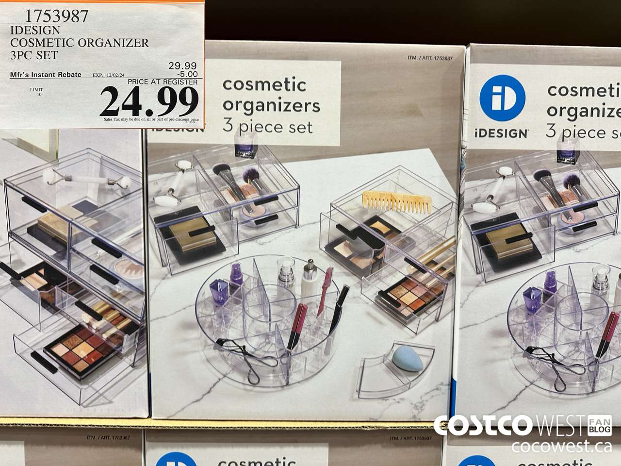 1753987 IDESIGN COSMETIC ORGANIZER 3PC SET ($5.00 INSTANT SAVINGS EXPIRES ON 2024-12-02) $24.99